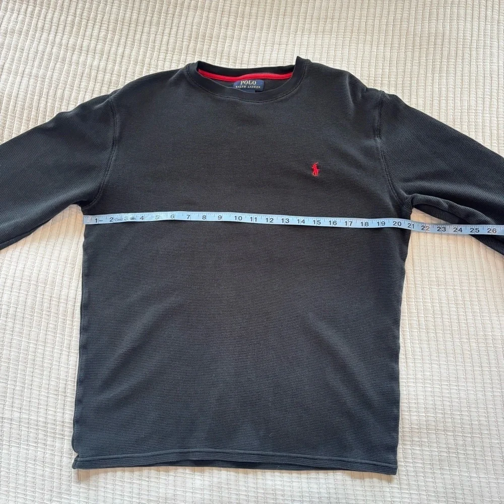 Polo Ralph Lauren Waffle Weave Men's Long Sleeve Black Shirt 100% Cotton Size L